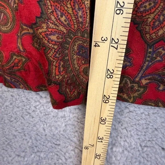 Women’s vintage pleated skirt red paisley print size 16 with pockets - Picture 3 of 9